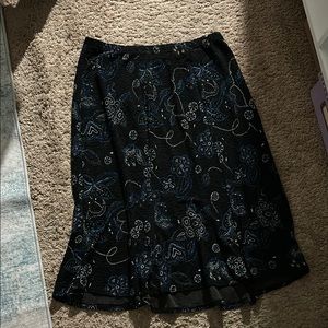 Black Embellished Midi Pencil Skirt